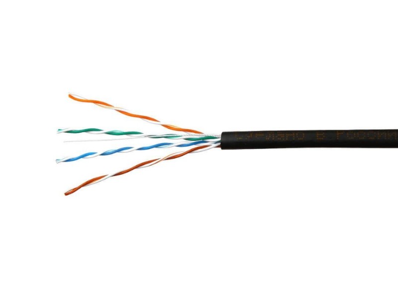 Кабель Skynet Premium UTP4 cat.5е, одножильный, 305м, Cu, Проходит Fluke тест, для наружных работ, черный