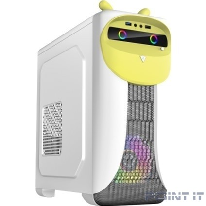 GameMax Корпус Cute OWL W-Y без БП (Midi Tower, ATX, Бело-желтый, 1*USB3.0 + 2*USB2.0, 2*120мм)