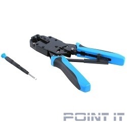 Hyperline HT-2008AR Инструмент обжимной для RJ-45, RJ-12, RJ-11 (8P8C, 6P6C, 4P4C), профессиональный, с храповым механизмом 