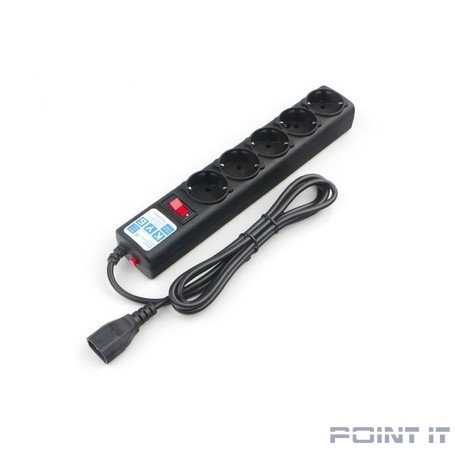PowerCube Фильтр-удлинитель (SPG5-В1) 0.5 м, 5 розеток, д/подкл. к UPS (C14),10А/2,2кВт, черный