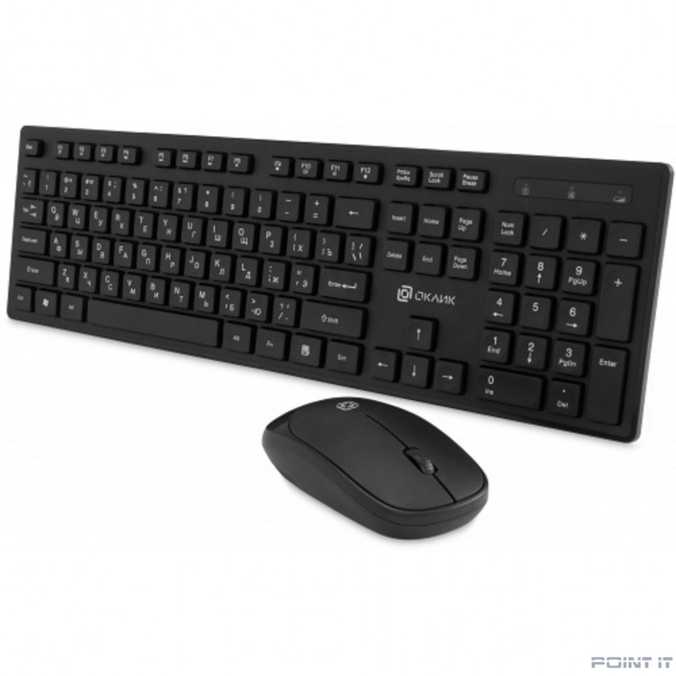 Клавиатура + мышь Oklick S255W Black USB беспроводная slim [1909361]