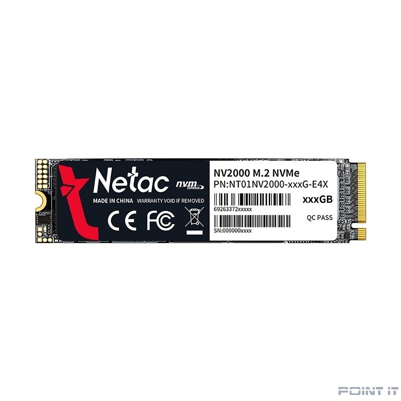 Накопитель SSD Netac PCI-E 3.0 512Gb NT01NV2000-512-E4X NV2000 M.2 2280