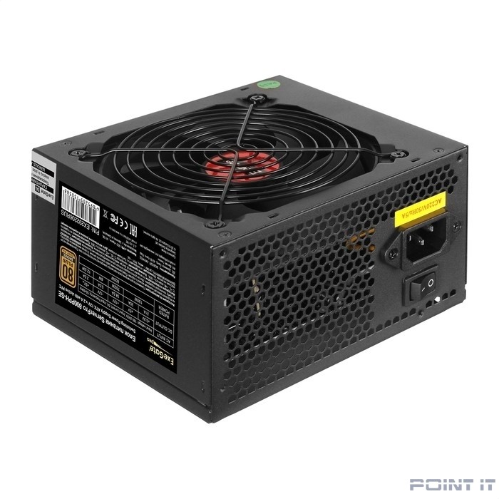Exegate EX292206RUS Серверный БП 800W ExeGate ServerPRO 80 PLUS® Bronze 800PPH-SE (ATX, for 3U+ cases, APFC, КПД 89% (80 PLUS Bronze), 12cm fan, 24pin, 2x(4+4)p, 4xPCI-E, 8xSATA, 4xIDE, box, black)
