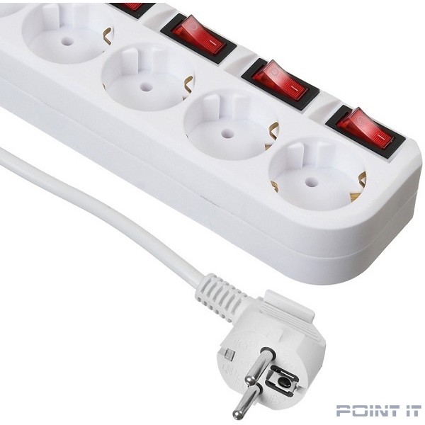 BURO Сетевой фильтр 5 розеток (500SH-3-SW-W) 3м, белый коробка {1159729}