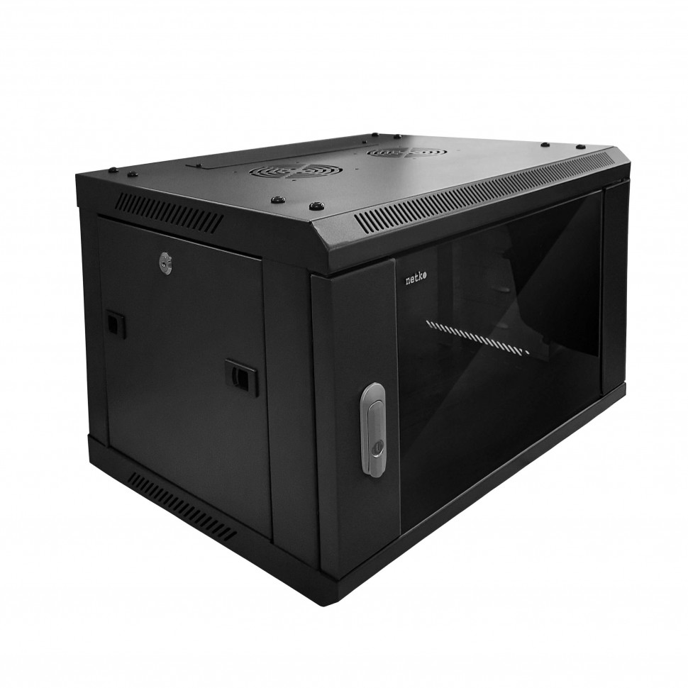 Шкаф настенный 9U серия WMA (Wall Maestro) (600х600х500), передняя дверь стекло, разборный, черный Netko А