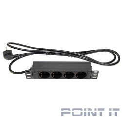 5bites PDU410A-10 Блок розеток 4S / AL / 1U / 10" / 2M*3G*1.5MM2 / VDE